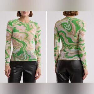 NEW AFRM Los Angeles Sunny Long Sleeve Mesh Top P4208